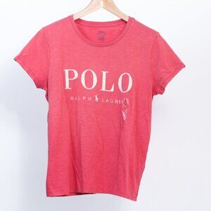 NWOT Polo Ralph Lauren Women’s Pink Embroidered SPELLOUT LOGO Cotton T-Shirt, XL